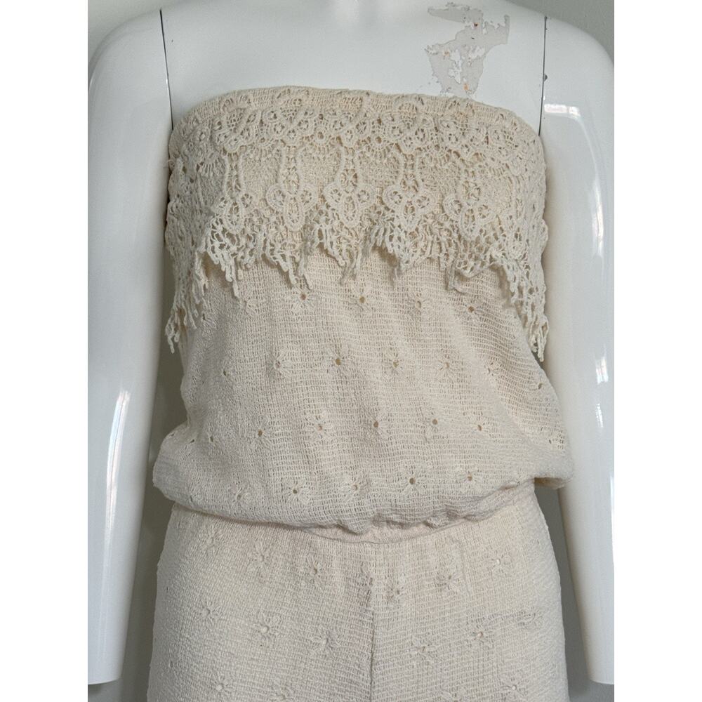 Jolt Women’s Strapless Crochet Lace Romper Cream Boho Beach Resortwear Size S - Picture 5 of 16